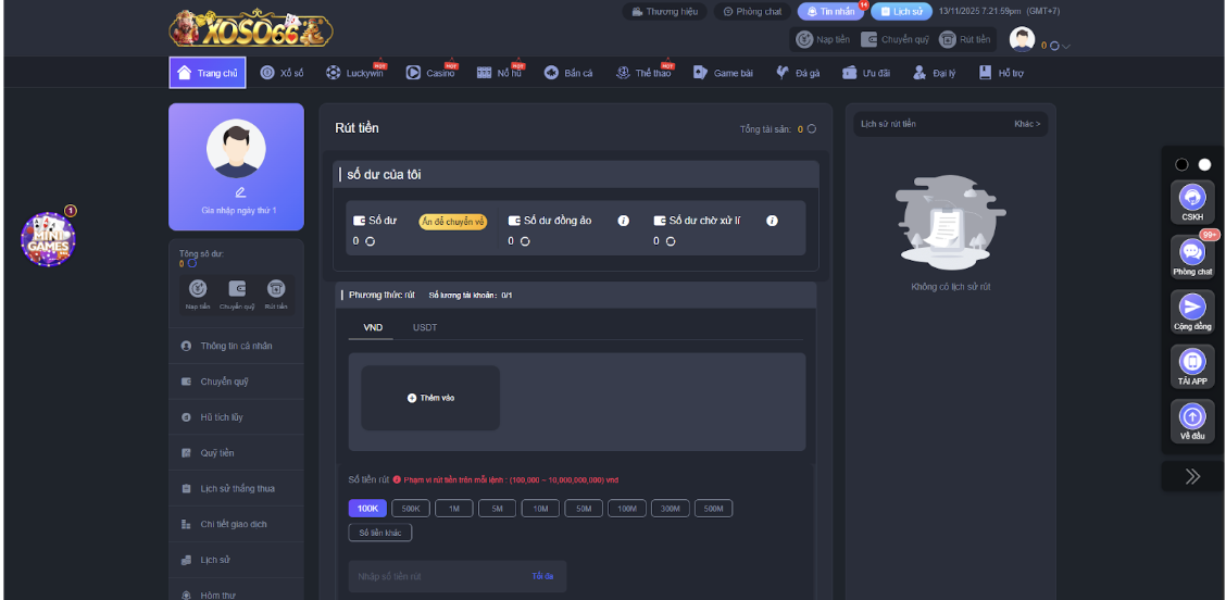 Hướng dẫn rút tiền Xoso66