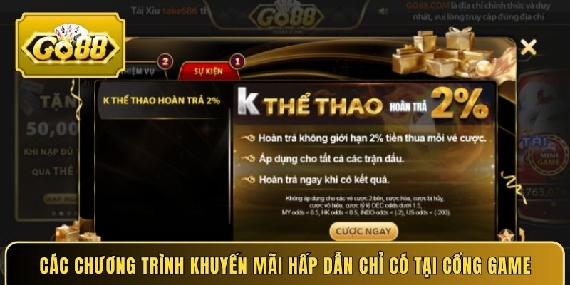 Các chương trình khuyến mãi hấp dẫn chỉ có tại cổng game