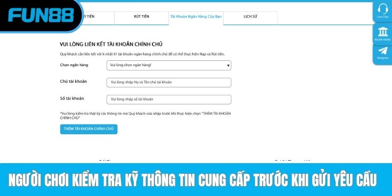 Người chơi kiểm tra kỹ thông tin cung cấp trước khi gửi yêu cầu  
