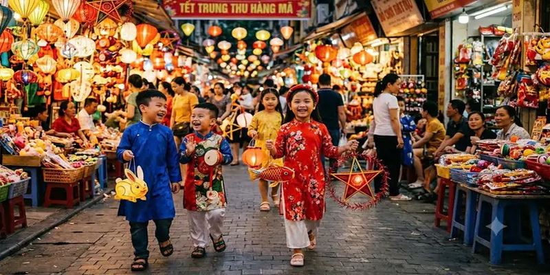 Trẻ em hào hứng tham gia lễ hội Trung Thu truyền thống